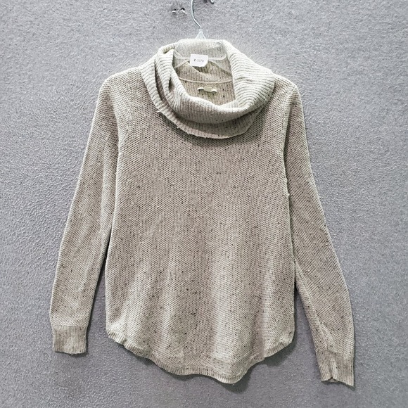 Lucky Brand Women Sweater Small Gray Wool Blend Round Hem Cowl Neck - Picture 1 of 11